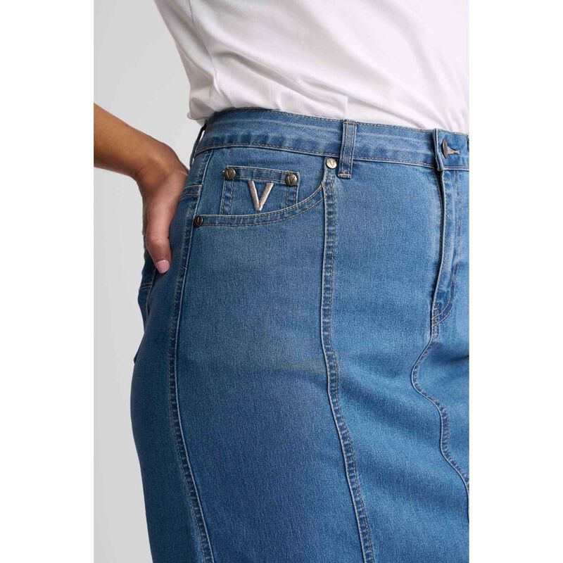 Vassalli Contrast Stitch Denim Skirt image number 2